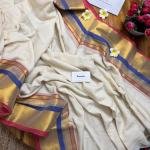 Beautiful Golden Zari Border Soft Mul Cotton Saree