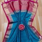 Contrast Pallu Tassar Matka Saree With BLOUSE