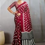 Pure Ajrakh Modal Silk Heart Print  Saree With Blouse