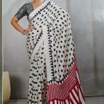 Pure Ajrakh Modal Silk Heart Print  Saree With Blouse