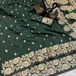 Super Soft Pure Duel Tone Light Weight Open Border Banarasi Silk With Blouse