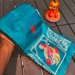 Exquisite Navy Blue Tusshar Silk Handcrafted Saree