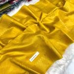 Handcrafted Golden Yellow Bapta Tussar Silk Mangalgiri Saree with Gold Detailing & Blouse Piece