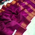 Handcrafted Golden Yellow Bapta Tussar Silk Mangalgiri Saree with Gold Detailing & Blouse Piece