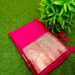 Golden Grace in Pink – Handcrafted Maslin Organza Saree with Matching Blouse