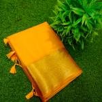 Golden Grace in Pink – Handcrafted Maslin Organza Saree with Matching Blouse