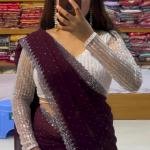Graceful Onion Pink Handcrafted Chiffon Saree – Ultra-Soft Bridal & Partywear Drape (Free Size)