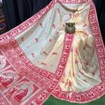 Heirloom Grace – Handcrafted Maroon Bishnupuri Silk Saree