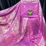 Forest Glade – Handcrafted Bishnupur Silk Saree with Golden Accents