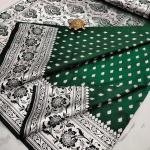 Indigo Allure: Handcrafted Pure Satin Banarasi Saree with Heavy Silver Zari & Matching Blouse Border