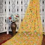 Handcrafted Elegant Resham Kota Embroidered Floral Silk Saree – Cream Base (No Blouse Piece)