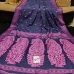 Majestic Navy Blue & Purple Handwoven Baluchari Saree in Premium Cotton Maslight with Blouse Piece