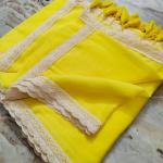 Fresh Grace Handcrafted Lime Green Pure 120 Count Mul Cotton Saree with White Lace Border & Blouse Piece