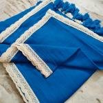 Fresh Grace Handcrafted Lime Green Pure 120 Count Mul Cotton Saree with White Lace Border & Blouse Piece