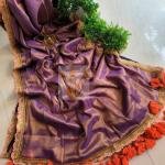Handcrafted Pure Raga Tissue Silk Blue Sari – Free Size, Elegant and Timeless Design