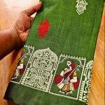 Exquisite Navy Blue Tusshar Silk Handcrafted Saree