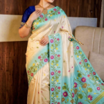 ༺꧁ TASAR WITH IKKAT WORK ꧂༻ WITH BLOUSE PISES
