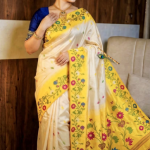 ༺꧁ TASAR WITH IKKAT WORK ꧂༻ WITH BLOUSE PISES