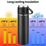Vacuum Flask Set with 2 Cups, Double Wall Stainless Steel Thermo 500ml Vacuum Insulated Bottle