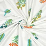 Jaipur Bloom Curtains – Hand Block Print in Sea Green with Trees & Flowers