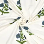 Jaipuri Aachho Block Print Curtains – Blue Floral Elegance in Cotton