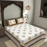 Fortune Feathers Hand Block Bedsheet