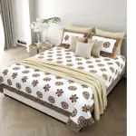 Mocha Royal Mandala King Size Pure Cotton Bedsheet