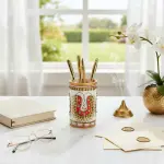 Marble Peacock Painting Pen Holder