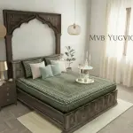 Traditional Sanganeri Zigzag Design Cotton Bed Sheet (90" X 108")