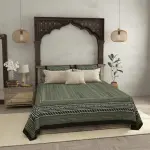 Traditional Sanganeri Zigzag Design Cotton Bed Sheet (90" X 108")