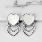 Elegents Triple Heart Drops Earrings for Women | Silver-Tone Stylish Partywear Earrings