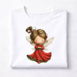 Women White Cotton Printed T-Shirt Cute Fairy Girl Design Casual Wear