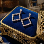 Premium Rose Gold Shape Crystal Earrings for Women & Girls | Party Wear Stylish Earrings