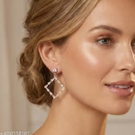 Premium Rose Gold Shape Crystal Earrings for Women & Girls | Party Wear Stylish Earrings