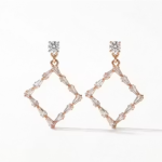 Premium Rose Gold Shape Crystal Earrings for Women & Girls | Party Wear Stylish Earrings