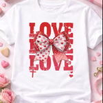 Women White Cotton Printed T-Shirt Teddy Bear Heart Floral Design
