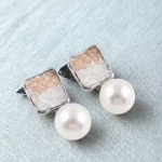 Elegant Square Crystals & Pearl Drops Earrings for Women