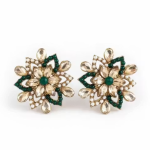 Luxury Kundan Styles Crystals & Pearl Stud Earrings for Wedding/Festive Wear