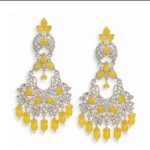 Premium Quality Silver-Plated Yellow Kundan Chandbali Earrings