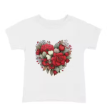 Women White Cotton Printed T-Shirt Floral Heart Design Casual Wear