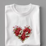 Women White Floral Heart Print T-Shirt