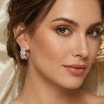 Premium Rose Gold Plated Zircon Baguette Hoop Earrings for Women & Girls