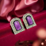 Trendy Purple Stone Stud Earrings for Women & Girls