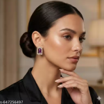 Trendy Purple Stone Stud Earrings for Women & Girls