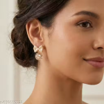 Elegant Bow Pearl Drop Earrings for Women & Girls | Cute Stylish Party Wear Earrings