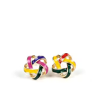 Trendy Multicolor Enamel Knot Stud Earrings for Women & Girls
