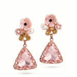 Trendy Sky Blue Triangle Stone Drops Earrings for Women & Girls