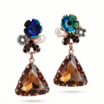 Trendy Sky Blue Triangle Stone Drops Earrings for Women & Girls