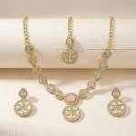 Traditional Kundan Necklace Set for Women | Gold Plated Pastel Stone Ethnic Jewelry Set