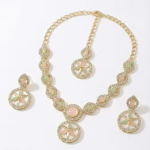 Traditional Kundan Necklace Set for Women | Gold Plated Pastel Stone Ethnic Jewelry Set
